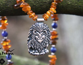 Löwe Krafttier Amulett LÖWENKÖNIG, Kinder Tier Kette, Krafttier Amulett, Löwe Amulett, Power Animal Lion, Animal Totem Jewellery