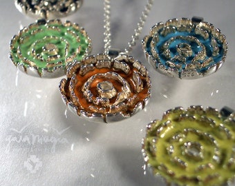 Mandala Necklace, Mandala Pendant, Yoga Jewelry, Mandala Pendant in Silver with Enamel, Mandala Jewelry