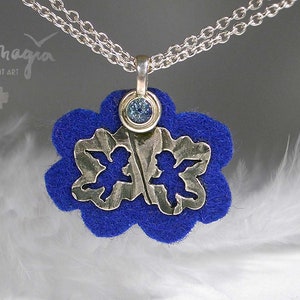 Guardian angel necklace ANGEL, angel pendant silver, guardian angel pendant baptism necklace, angel pendant with blue topaz and felt (blue)