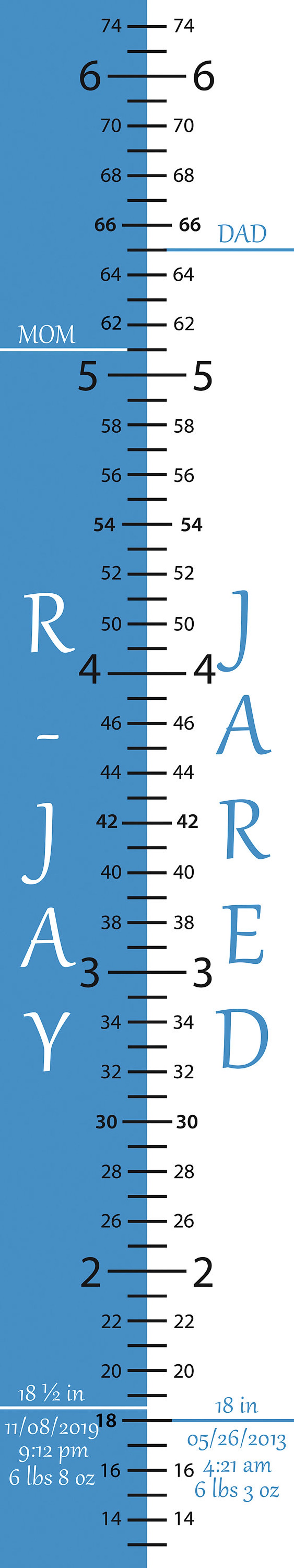 Growth Chart for Twins Height Rule for Two Childrens Etsy