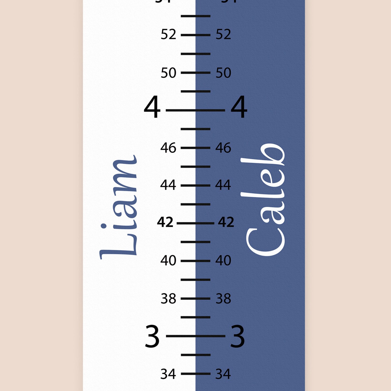 Growth Chart for Twins Height Rule for two childrens Etsy