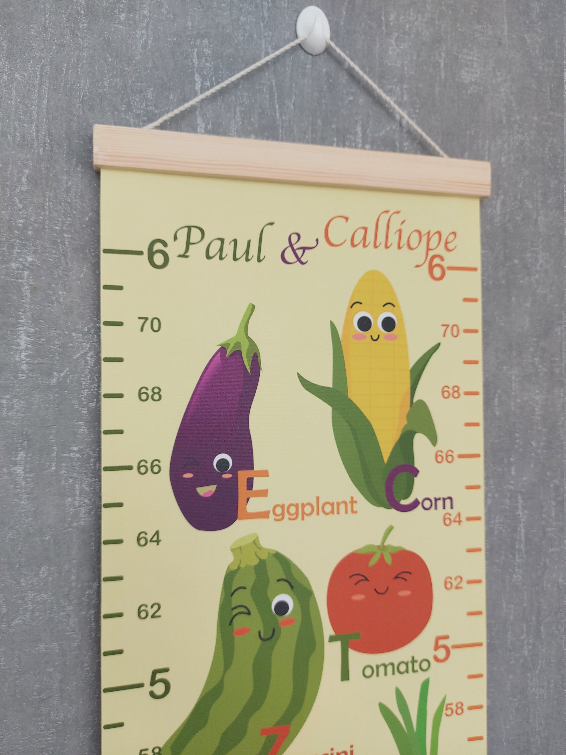 Growth Chart Vegetables Height chart for baby Growth ruler Etsy