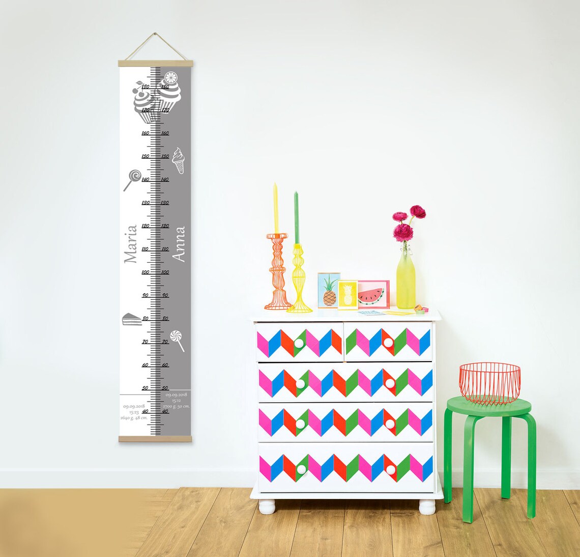 Growth Chart for Twins Height Rule two childrens Christmas Etsy