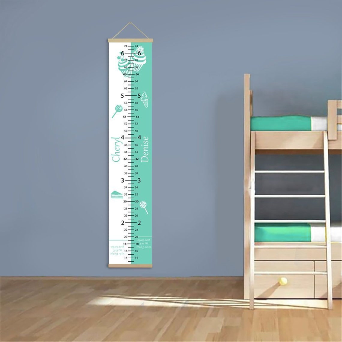 Growth Chart for Twins Height Rule two childrens Christmas Etsy