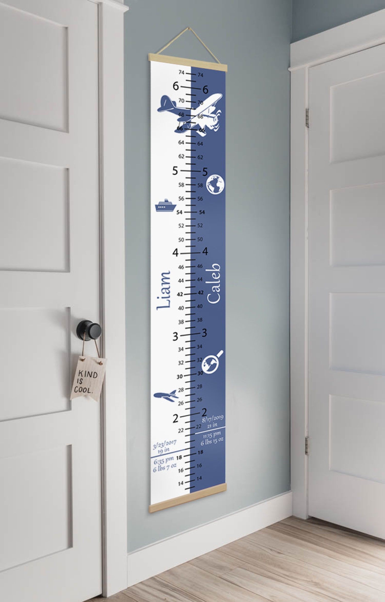 Growth Chart for Twins Height Rule for two childrens Etsy