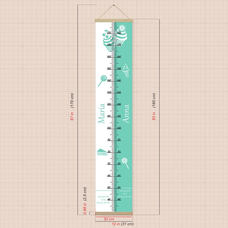Growth Chart for Twins Height Rule two childrens Christmas Etsy
