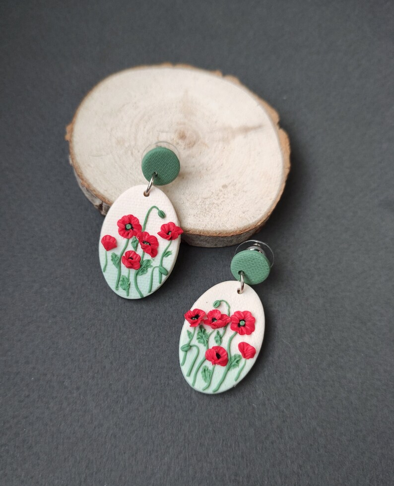 red wiggles POPPY SEEDS handmade statement clay earrings