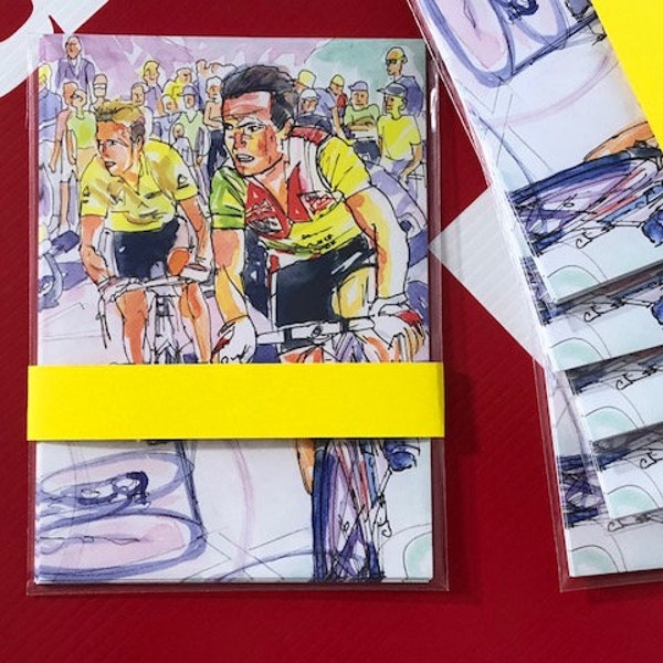Tirage d’Art cartes postales : Ensemble de 5 Bernard Hinault et Greg LeMond