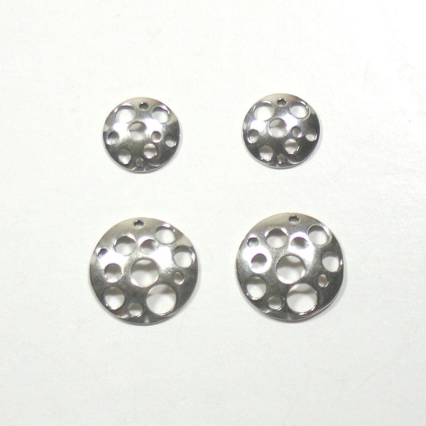 1 Sterling Silver Perforated Round Disc Connector in 2 Sizes - Links - Blanks - Swiss Cheese Connectors - Findings - 12mm & 17 mm