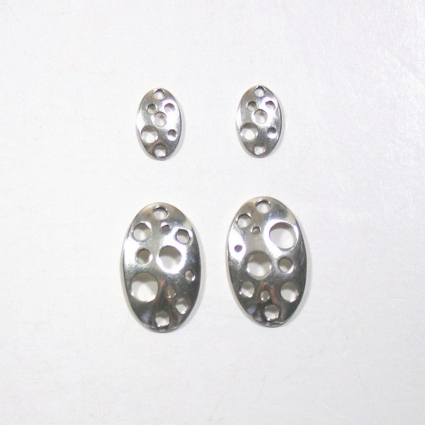 1 Sterling Silver Perforated Oval Connector in 2 Sizes - Links - Blanks - Swiss Cheese Connectors - Findings - 13x8mm & 23x14mm