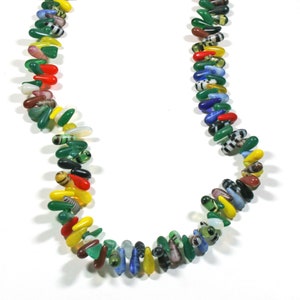 133 Vintage Antique Bohemian Czech Mali Wedding Beads - Colorful West African Trade Beads - 26&quot; Strand - Teardrop Shape Glass Beads