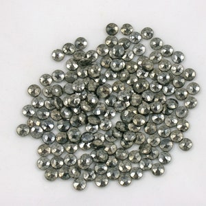 25 Vintage 8mm Antique Silver Nailhead Beads - Faceted with Flat Back - Round Flat Coin Shape - Czech Glass - Antique Sew On Beads