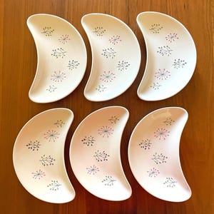 Set of 6 Vintage Franciscan Echo Crescent Side Salad Plates ~ Mint! MCM 1954 Atomic China Dish ~ Mid Century Modern