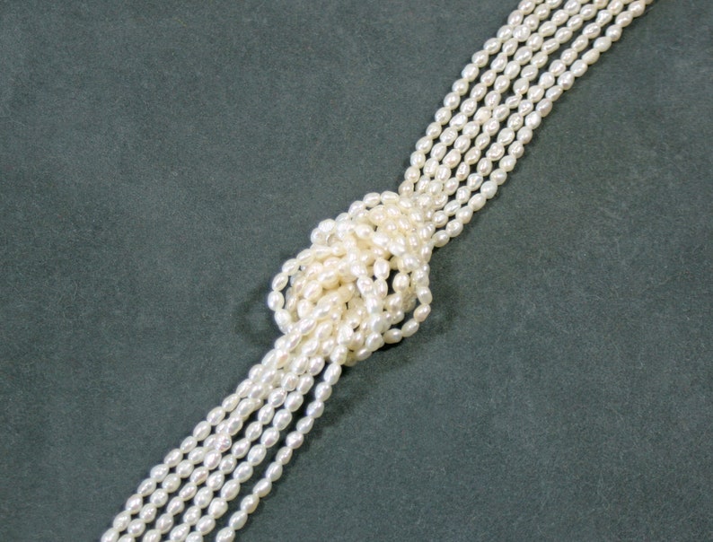 top quality 3 x 3.5 mm Fresh-water pearl strand Buy 3 get 1 free 16/" oblong