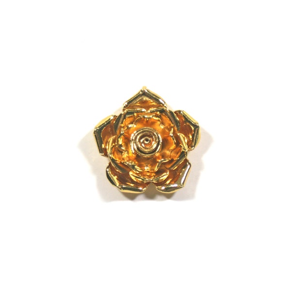 1 Thai Karen Hill Tribe Vermeil Gold Rose Flower Pendant ~ 25mm ~ 1-1/8" ~ Handmade in Thailand ~ Loop on Back