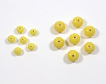 Vintage hecho a mano japonés cereza marca cuentas - cuentas de vidrio redondo amarillo en 2 tamaños - 12 mm y 8 mm - Vintage Miriam Haskell cuentas - Lámparas