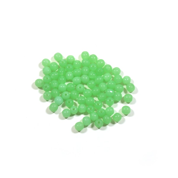 50 Vintage Green Glass Beads - 5-6mm Round Glass Beads