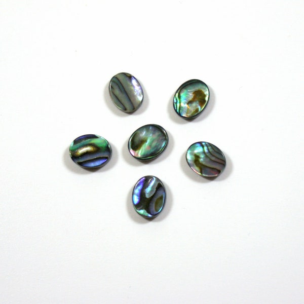 6 Oval Shape Abalone Paua Shell Beads - 8x10mm (3/8") Abalone Shell Beads - 2-sided Loose Beads - Seashell Beads