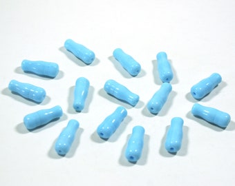 6 Vintage Western Germany Blue Milk Glass Bottle Shaped Beads - 22x8mm - 7/8" - Vintage Glass Beads