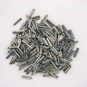170 Vintage 15mm Antique Silver Hexagon Bugle Beads - Metallic Hex Cut Tube Beads - Czech Glass - 5/8 inch - 40 grams