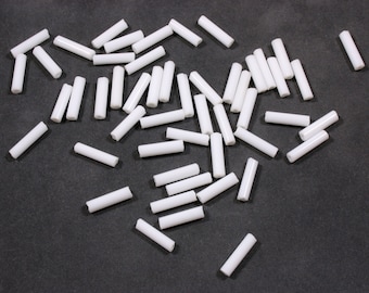 20 Vintage Opaque White Glass Tube Beads - 18x4mm Bugle Beads - Vintage Western Germany or Czech Glass Beads - Vintage Milk Glass