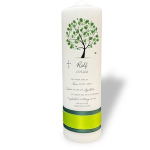 Mourning candle tree of life green (personalized as desired / gift / souvenir / memory / funeral service / funeral / individual)