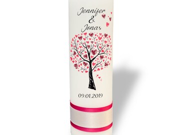 Wedding candle - tree with hearts (personalized as desired / bridal candle / wedding candle / gift / groomsmen / bridal couple / individual)