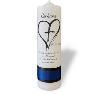 Bougie de deuil coeur croix