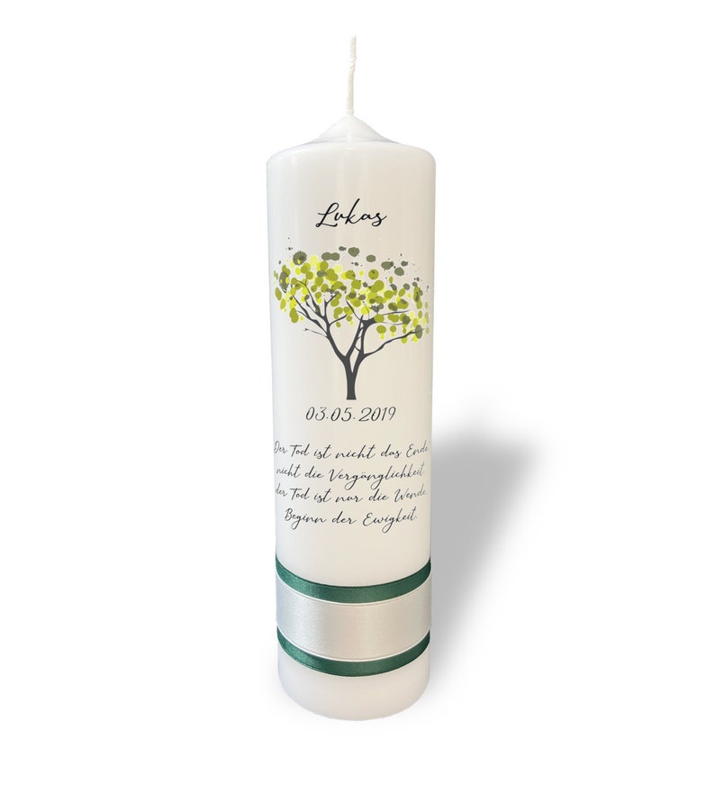 Mourning candle tree of life green image 1