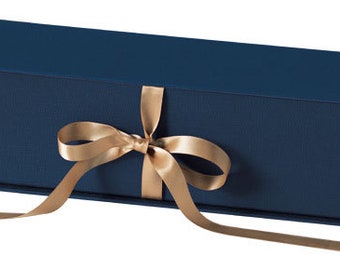 Storage box for candles (blue with gold satin bow)