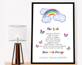 Patenbrief Regenbogen / Geschenk zur Geburt - Babyparty / Baby / Babyshower