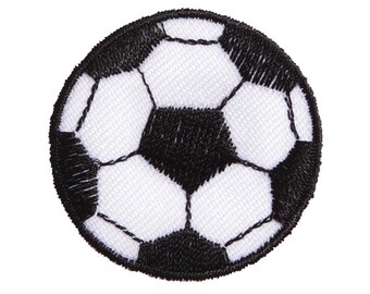 Patch Fußball schwarz weiß golden mit Wendepailletten Aufnäher Applikation XL
