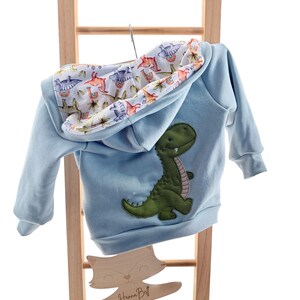 Kinder Sweat Jacke Gletscher - Dino Stickerei - Motivstoff 2 Dinos - personalisierbar - Größe 56-164