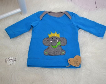 BabyShirt in Gr. 56, besticktes BabyShirt, Einzelstück, gibt-es-nur-einmal, Elefantenkönig, Elefantenliebe