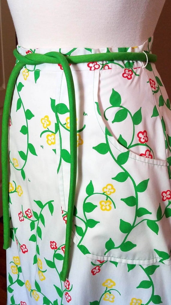 Vintage Vested Gentress Skirt, Hand-screened Green