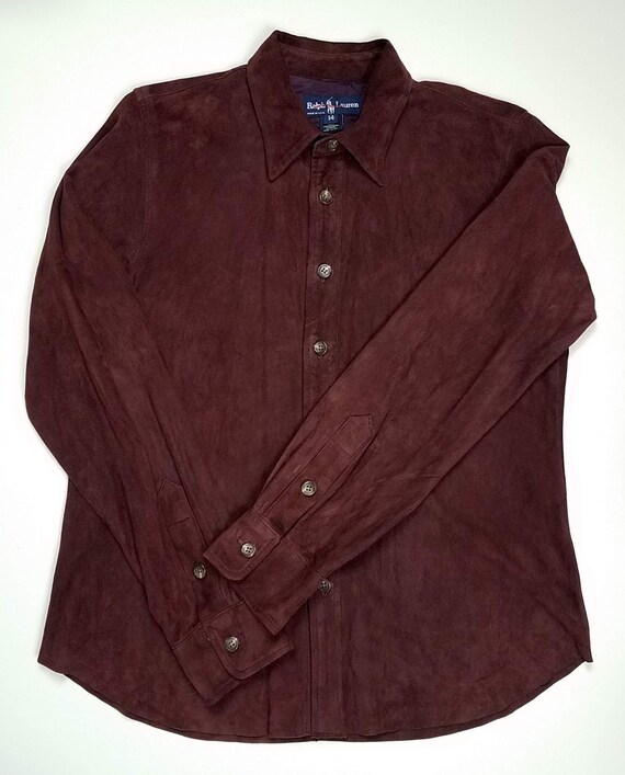 90s Ralph Lauren Fall Suede Western Shirt Jacket, Purple Red 