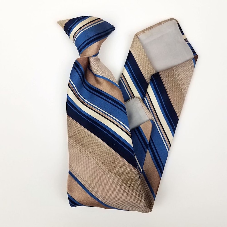 Vintage JCPenney Blue/Beige Striped Neck Tie 70s Men's Etsy