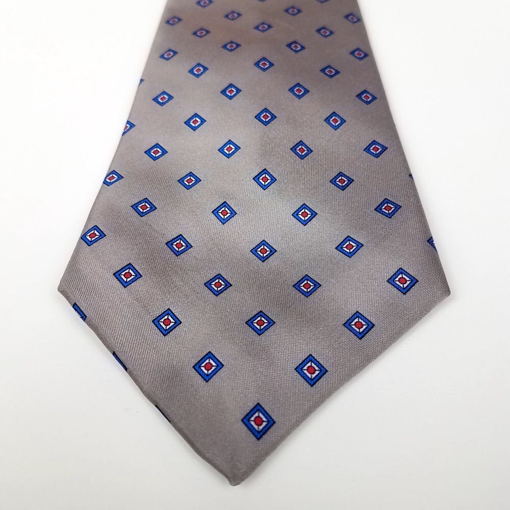 80s Silver Blue Shiny Geometric Neck Tie Vintage Men's - Etsy