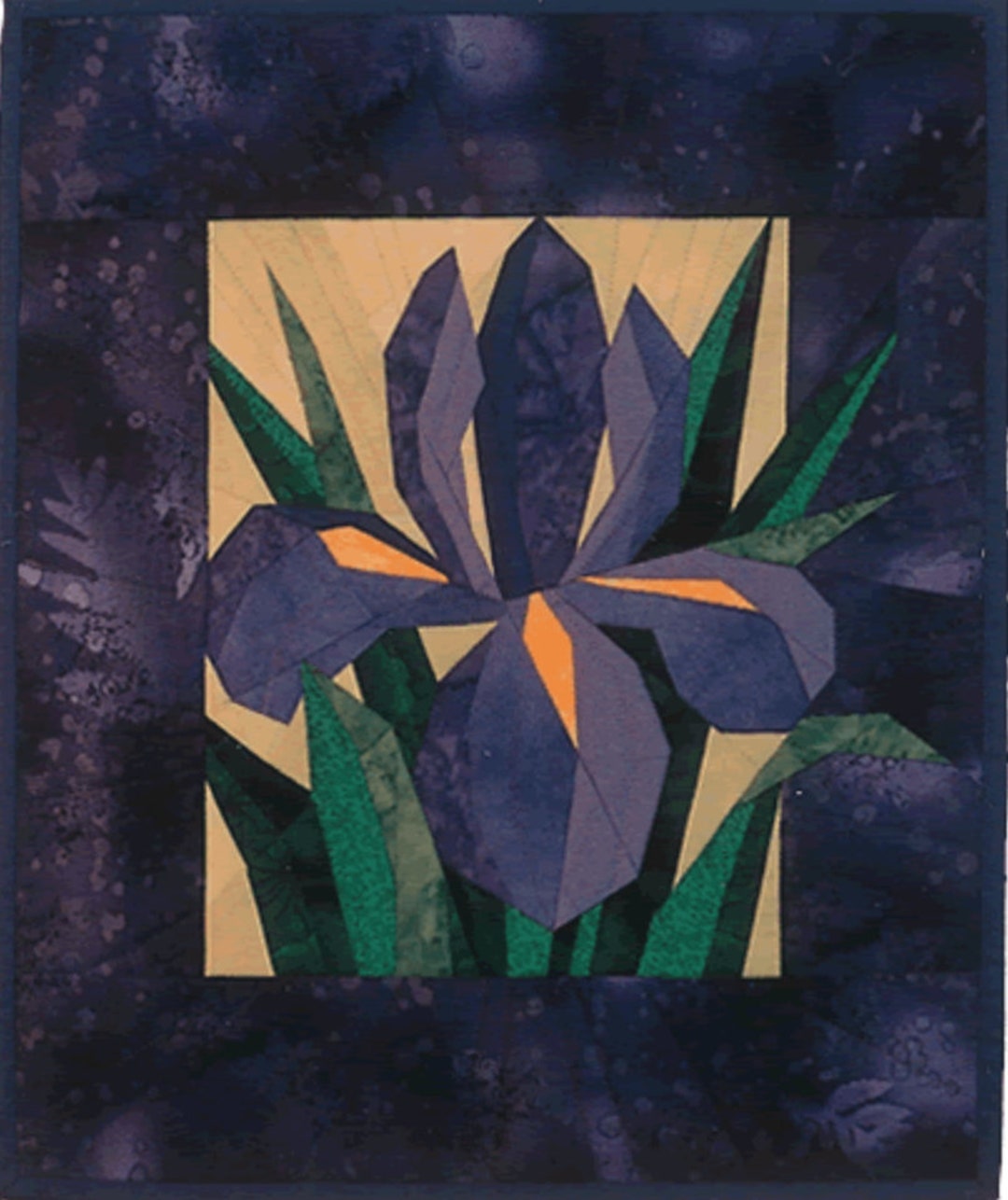 Dutch Iris Flowers & White Snowdrops Quilt Pattern, Purple Spring