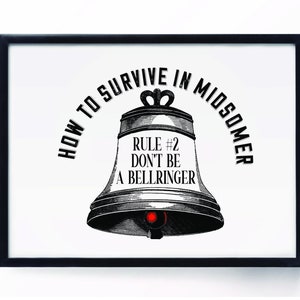 Bell Ringer Midsomer Survival 5x7 Unframed Art Print, Funny Midsomer Murders Decor, British TV Mystery Birthday Gift, Don&#39;t Get Murdered
