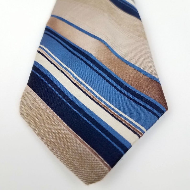 Vintage JCPenney Blue/Beige Striped Neck Tie 70s Men's | Etsy