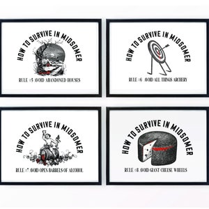 Midsomer Murders Rules 5-8 Set of Four 5x7 Unframed Art Prints, Midsomer Murders Decor, British TV Mystery Fan Birthday Gift