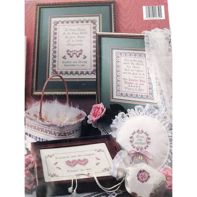 Vintage Marriage Sampler Religious Wedding Gift Cross Stitch Patterns Embroidered Anniversary Present Leisure Arts Mill Hill