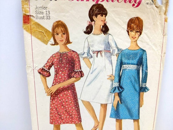 1960s Empire Waist A-line Dress Sewing Pattern, Cute Retro Dress for Teen  Girl, Birthday Dress for Daughter, Vintage Simplicity 6441, Sz 13 - Etsy