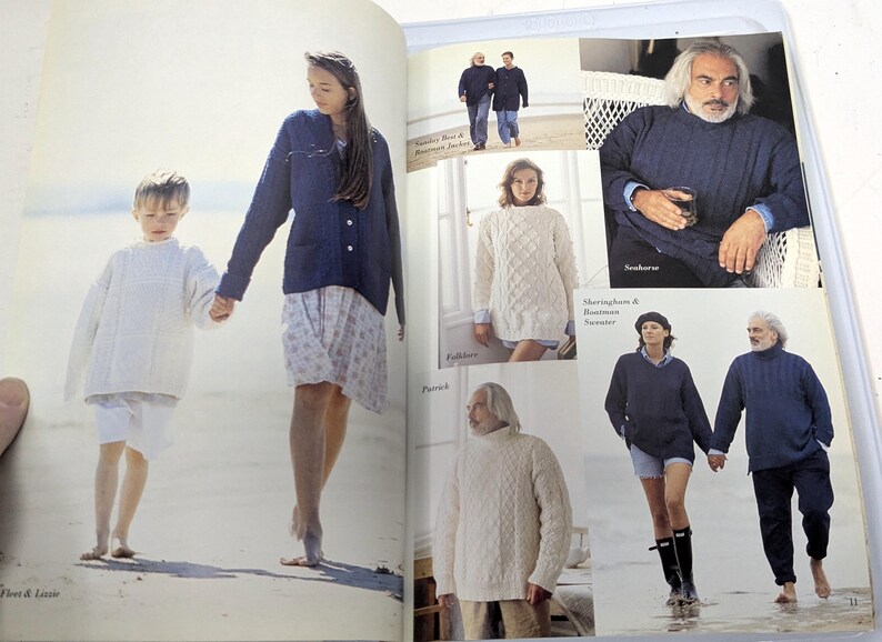 Rowan Denim 14 Knitting Designs Book by Kim Hargreaves, Aran Inspired Sweater Patterns for Women Men and Children, OOP imagen 6