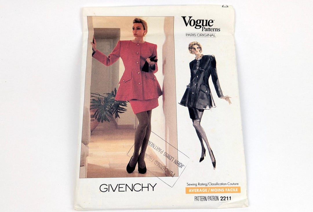 Givenchy Pattern Suit 80s Givenchy Women's Suit Sewing Pattern: Fitted and Flared Below Hip ...