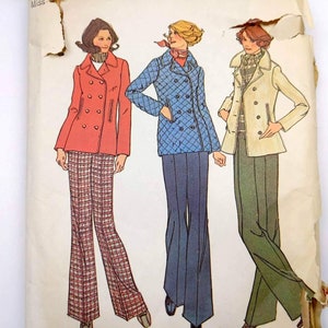 1970s Women&#39;s Double Breasted Lined Jacket and Pants Sewing Pattern, Spring Coat to Sew, Fall Coat Outfit, Size 10, Vintage Simplicity 7139