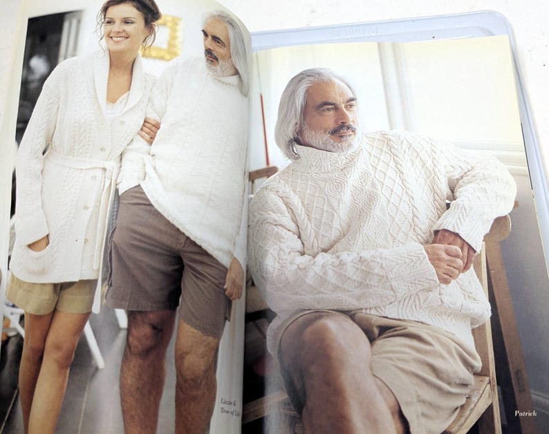 Rowan Denim 14 Knitting Designs Book by Kim Hargreaves, Aran Inspired Sweater Patterns for Women Men and Children, OOP imagen 5