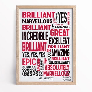 Mel Giedroyc Taskmaster Positive Quotes 5&quot; x 7&quot; Unframed Art Print w/Name, Cheerful Funny Taskmaster Decor, Birthday Gift for Taskmaster Fan