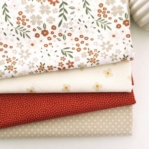 Stoffpaket Baumwolle, Fat Quarter, Streublumen Natur, Punkte, Patchwork